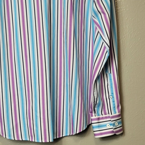 Bugatchi Shirt Mens Large Button Up Shaped Fit Long Sleeve Plaid Flip Cuff Sz L - Picture 5 of 11